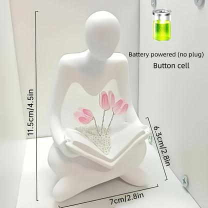 Modern Abstract Tulip Night Light - Battery-Powered LED Lamp for Bedroom Decor & Unique Gift Idea