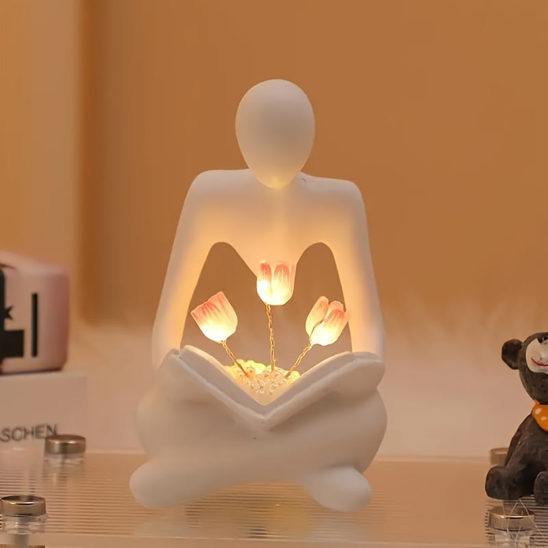Modern Abstract Tulip Night Light - Battery-Powered LED Lamp for Bedroom Decor & Unique Gift Idea